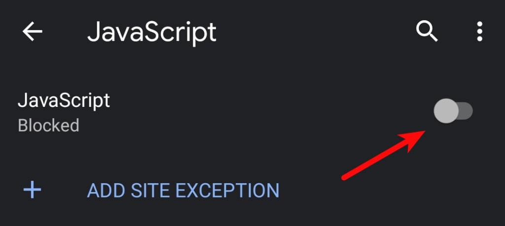 Image of how to enable JavaScript in Chrome Android