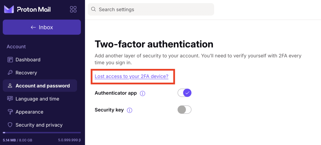 Select Lost access to your 2FA device?