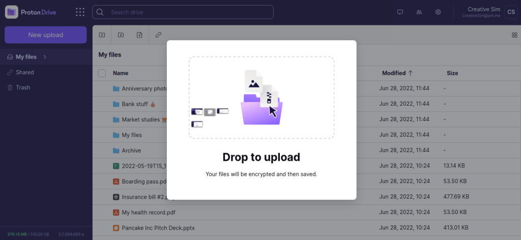 Drag and drop to upload files