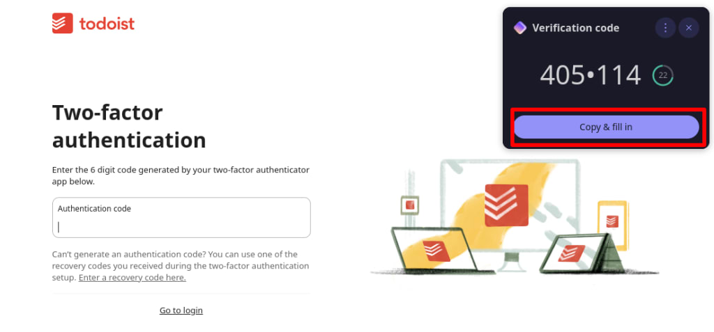 Autofill the 2FA code