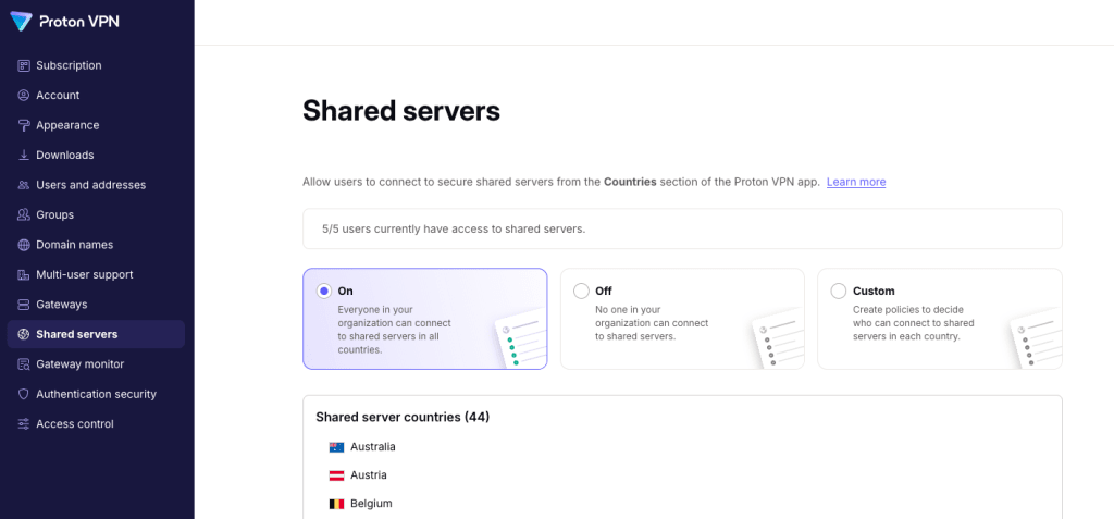 Create a new shared servers policy 1