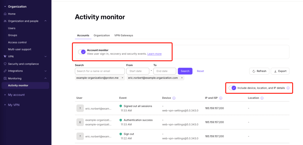 Turn activity monitor on