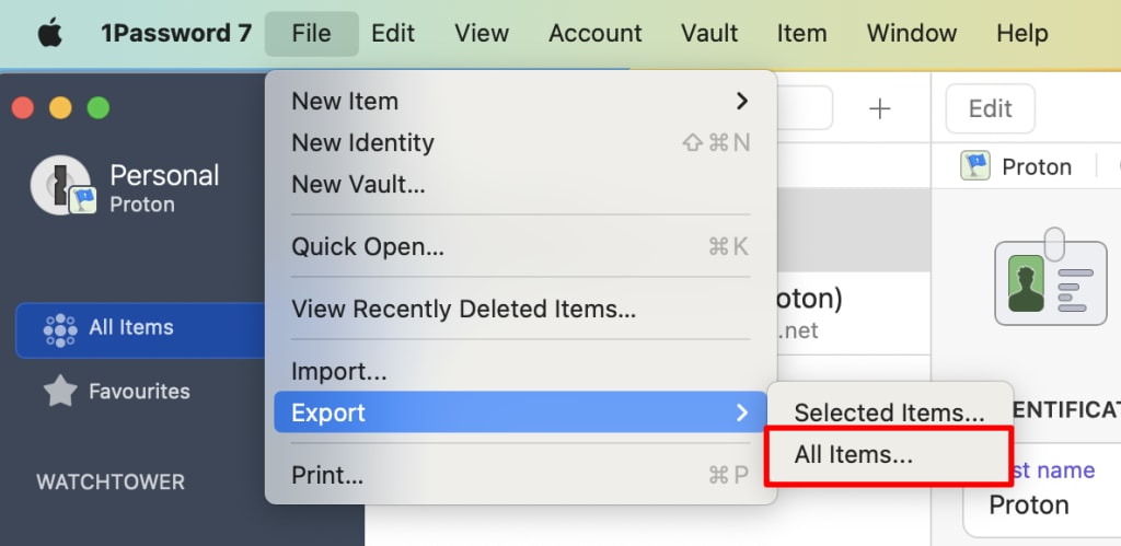 Export all items