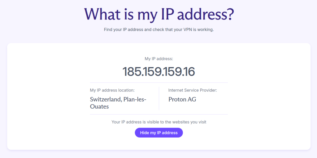 Proton VPN's IP scanner tool