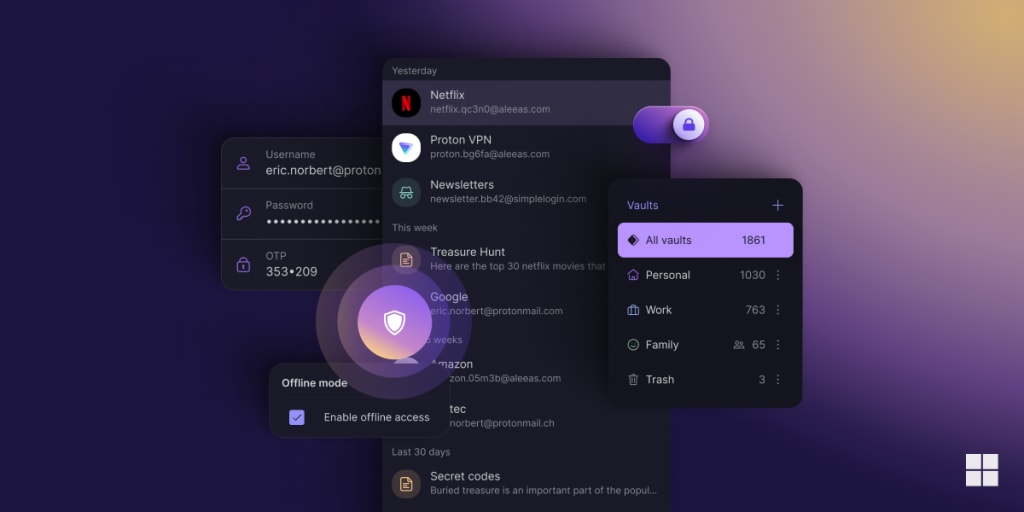 Proton Pass für Windows-Benutzeroberfläche