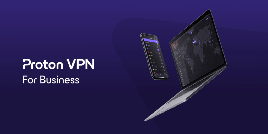 A laptop and smartphone that are running Proton VPN for Business
