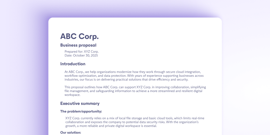 An example of a business proposal