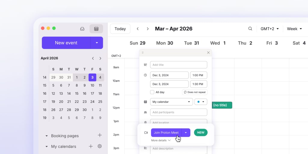 Proton Meet integration with Proton Calendar
