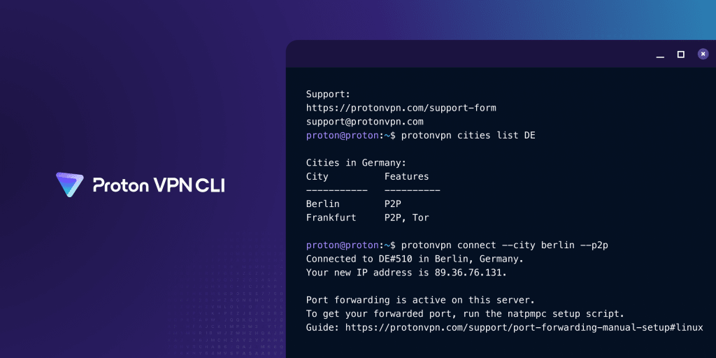 The Proton VPN Linux CLI