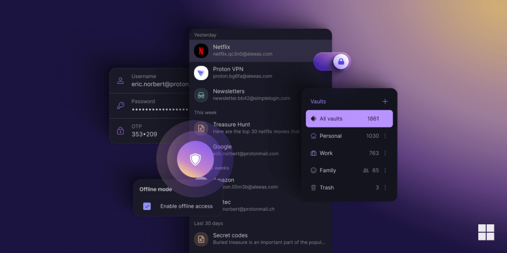 Proton Pass für Windows-Oberfläche