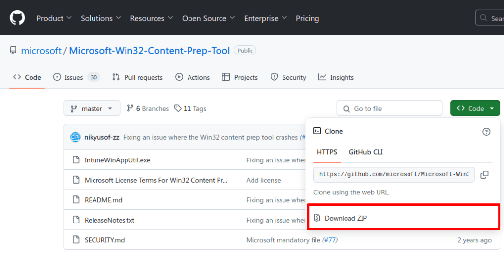 Download the Microsoft Win32 Content Prep Tool