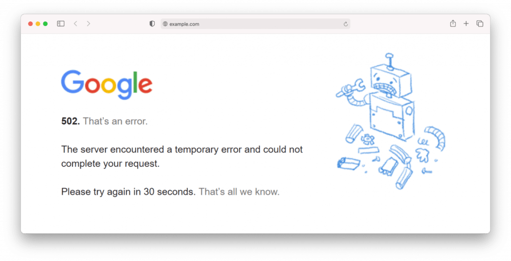 502 error from Google