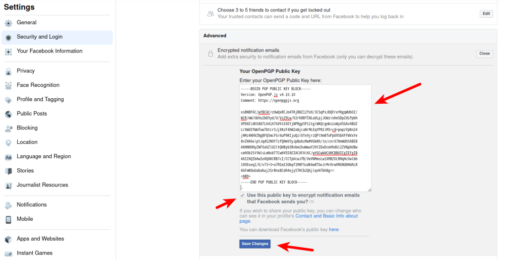 Add your PGP to Facebook