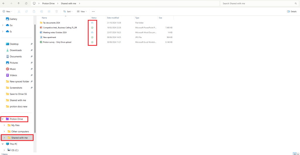 Monitor file status in Proton Drive for Windows