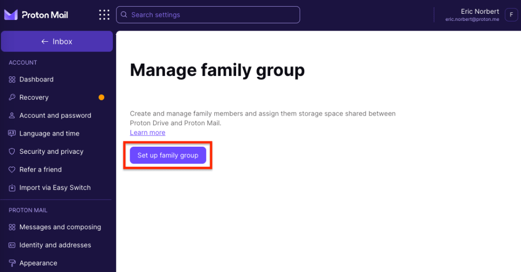 Set up family group button