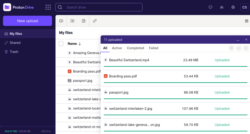 Image of files uploading