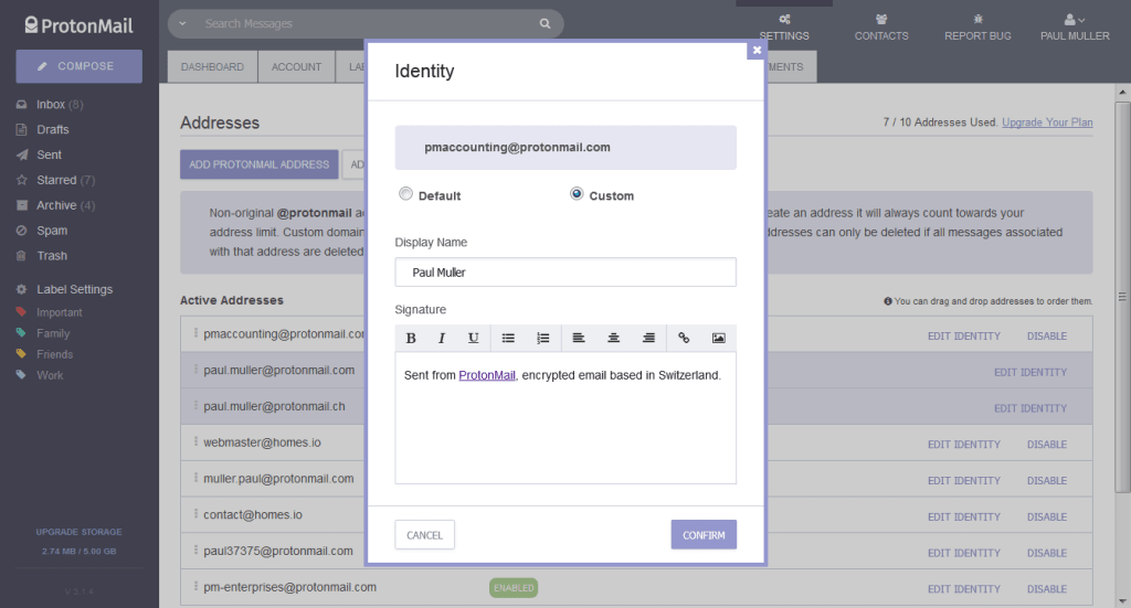 custom domain signatures edit