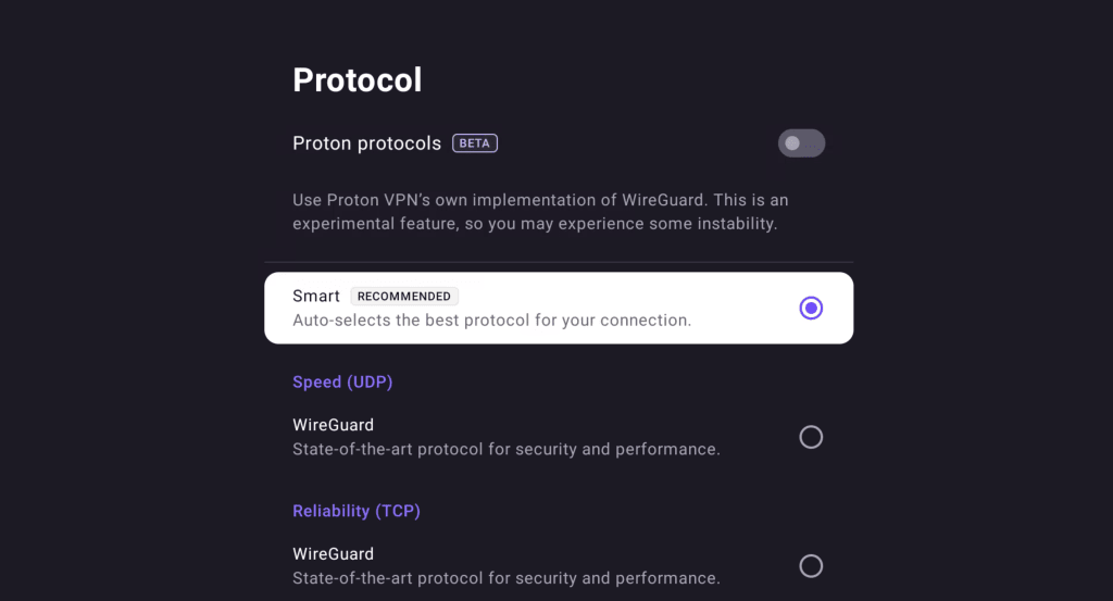 Change the VPN protocol 2