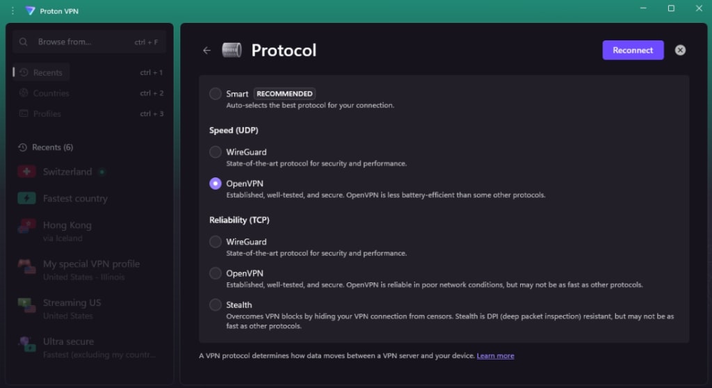 Our Windows app supports OpenVPN connections
