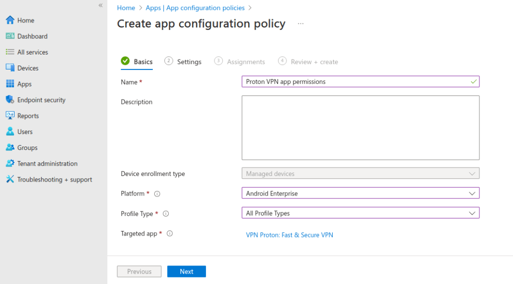 Configure app policies