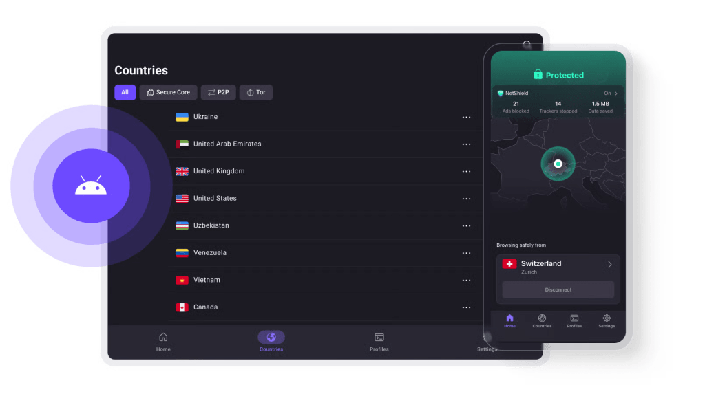 The Proton VPN Android app