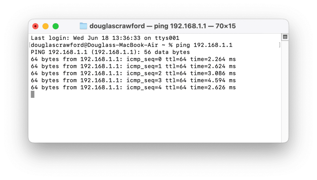 Ping your default gateway