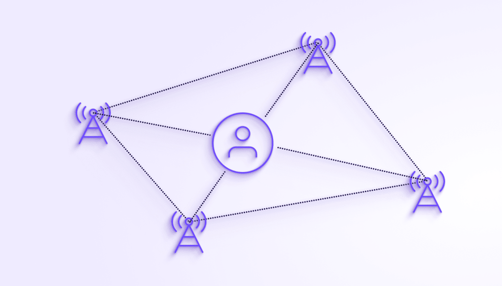 Diagram showing how cell tower triangulation works