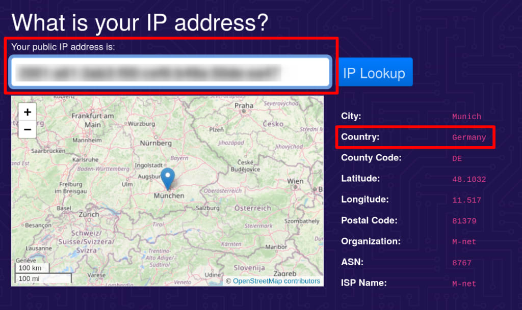 Find out year real IP address on ip.me