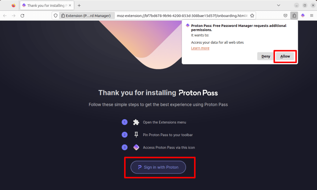 Allow Pass to access your data for all websites