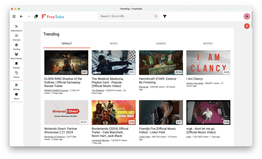 FreeTube is an app like YouTube without the ads and which respects your privacy