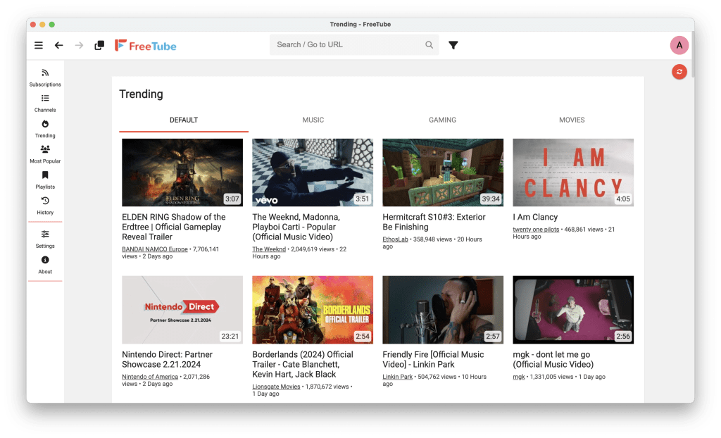 YouTube alternative FreeTube