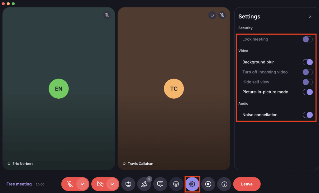Configure meeting settings in the Proton Meet desktop app