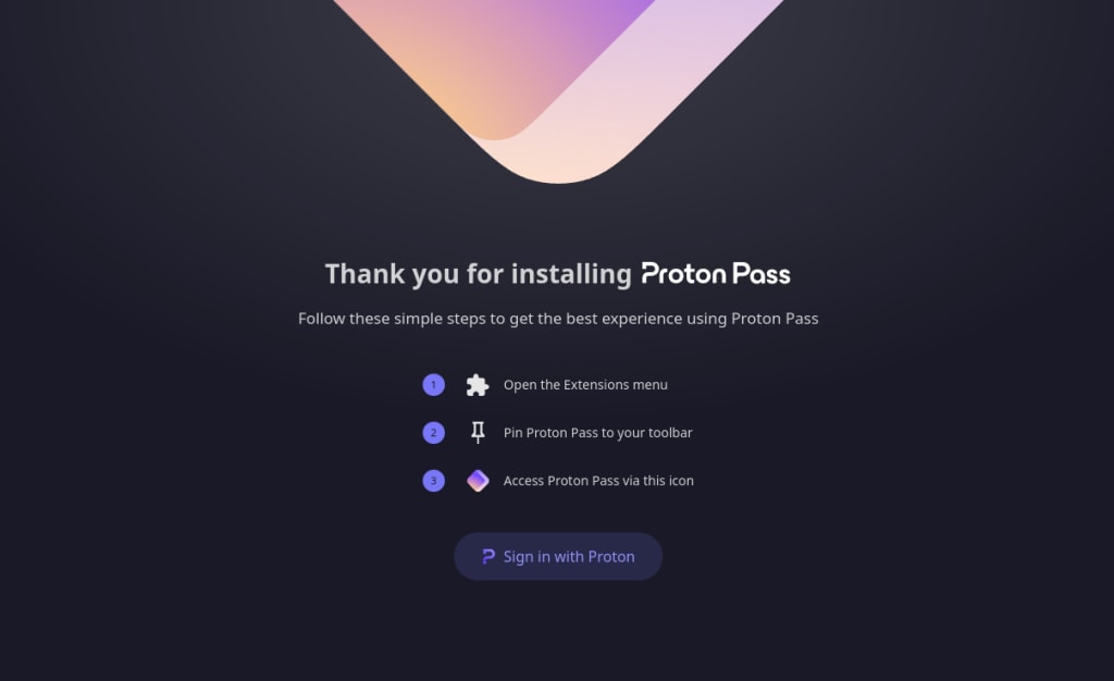 The Proton Pass onboarding page