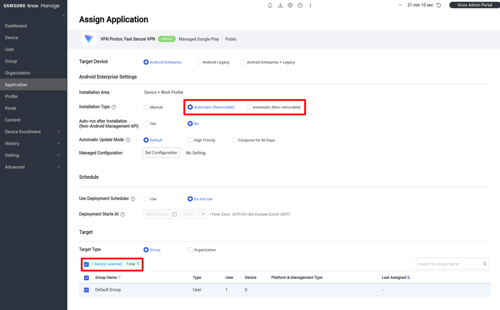 Assign application