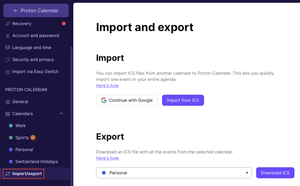 How to import a calendar to Proton Calendar Proton