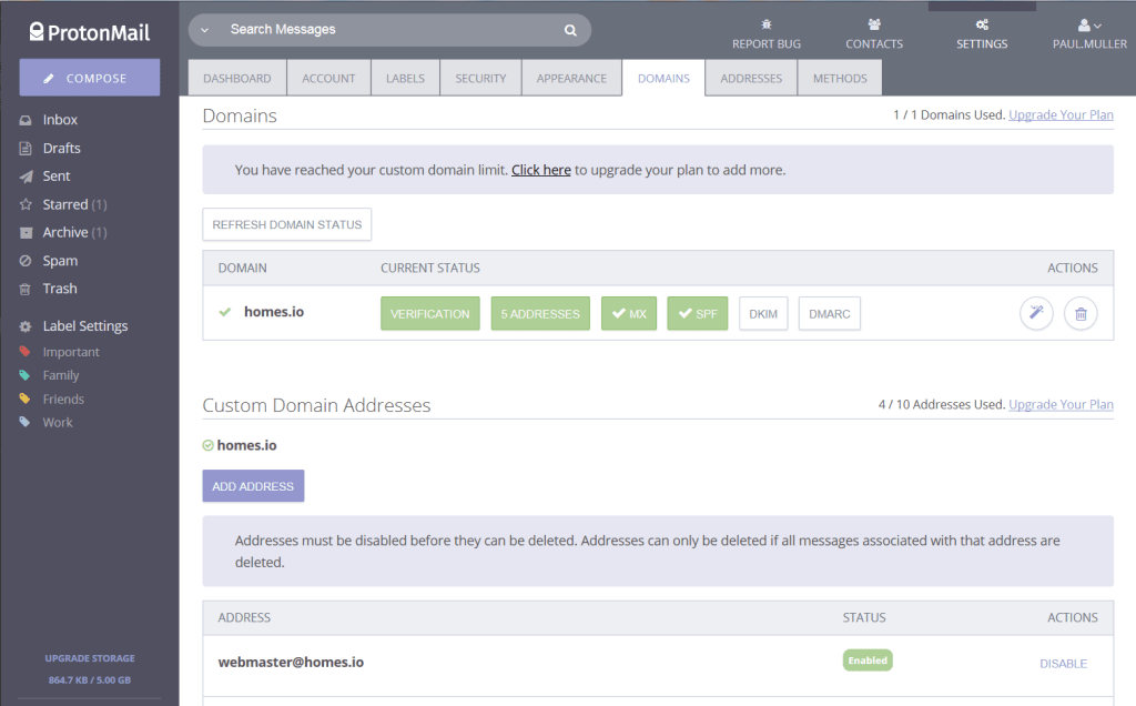 Custom Domains Dashboard