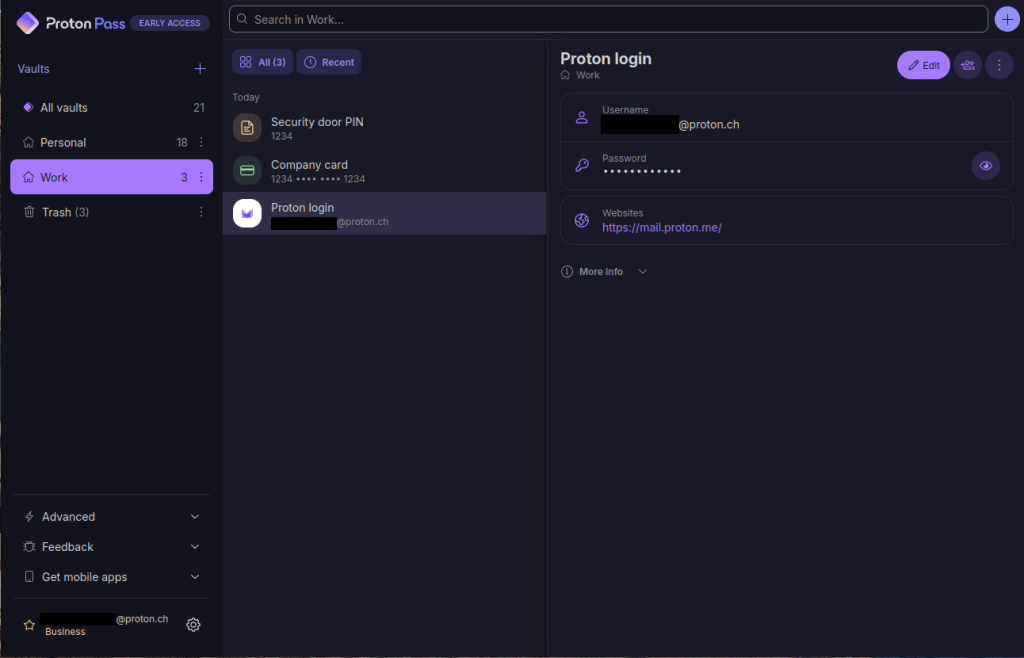 Proton Pass web app overview