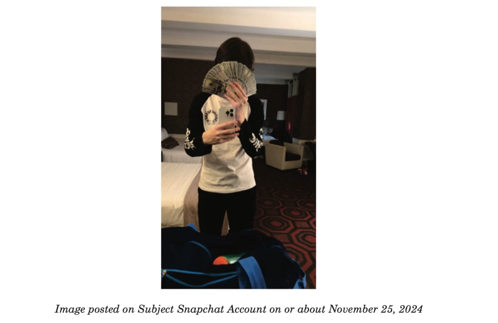 Incriminating selfie of the alleged hacker