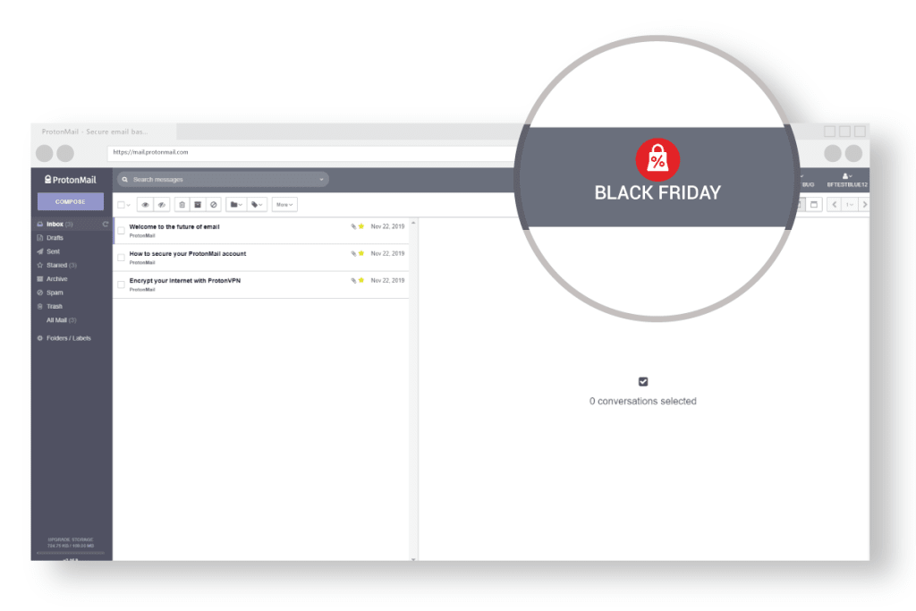 illustration of Black Friday icon in Proton Mail