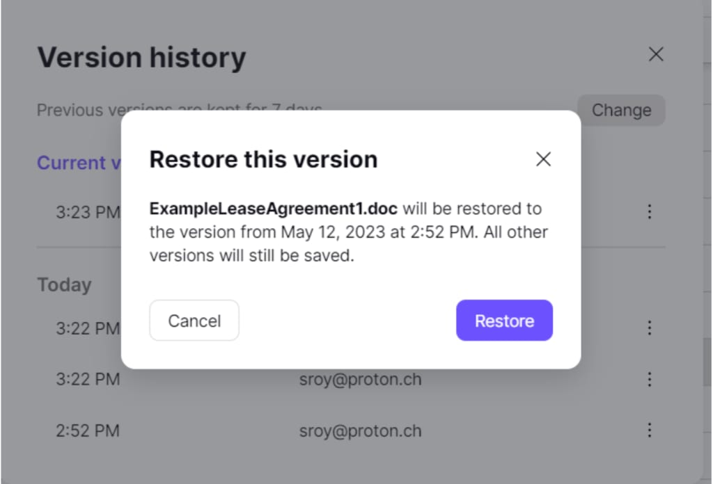 Insurance Proton File How to manage file version history | Proton
