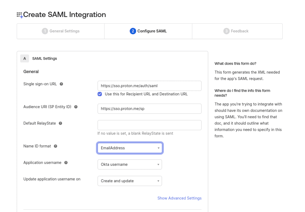 Create a SAML integration