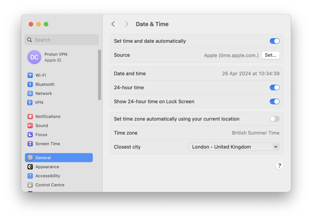 How to change the time on macOS