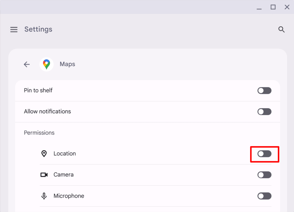 Turn Location services on or off on a Chromebook