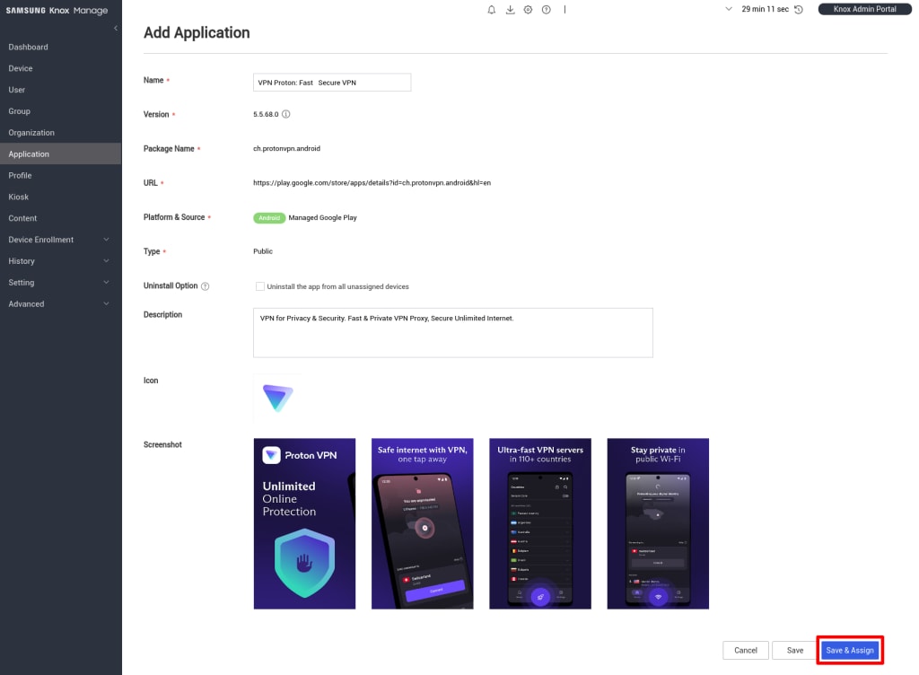 Click Save & Assign