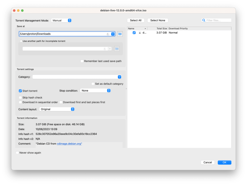 Add the torrent file to qBitorrent