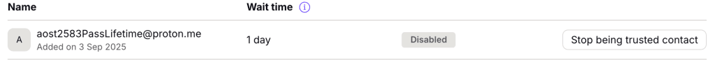 Screenshot of the process to remove yourself from someone else's Proton Account.