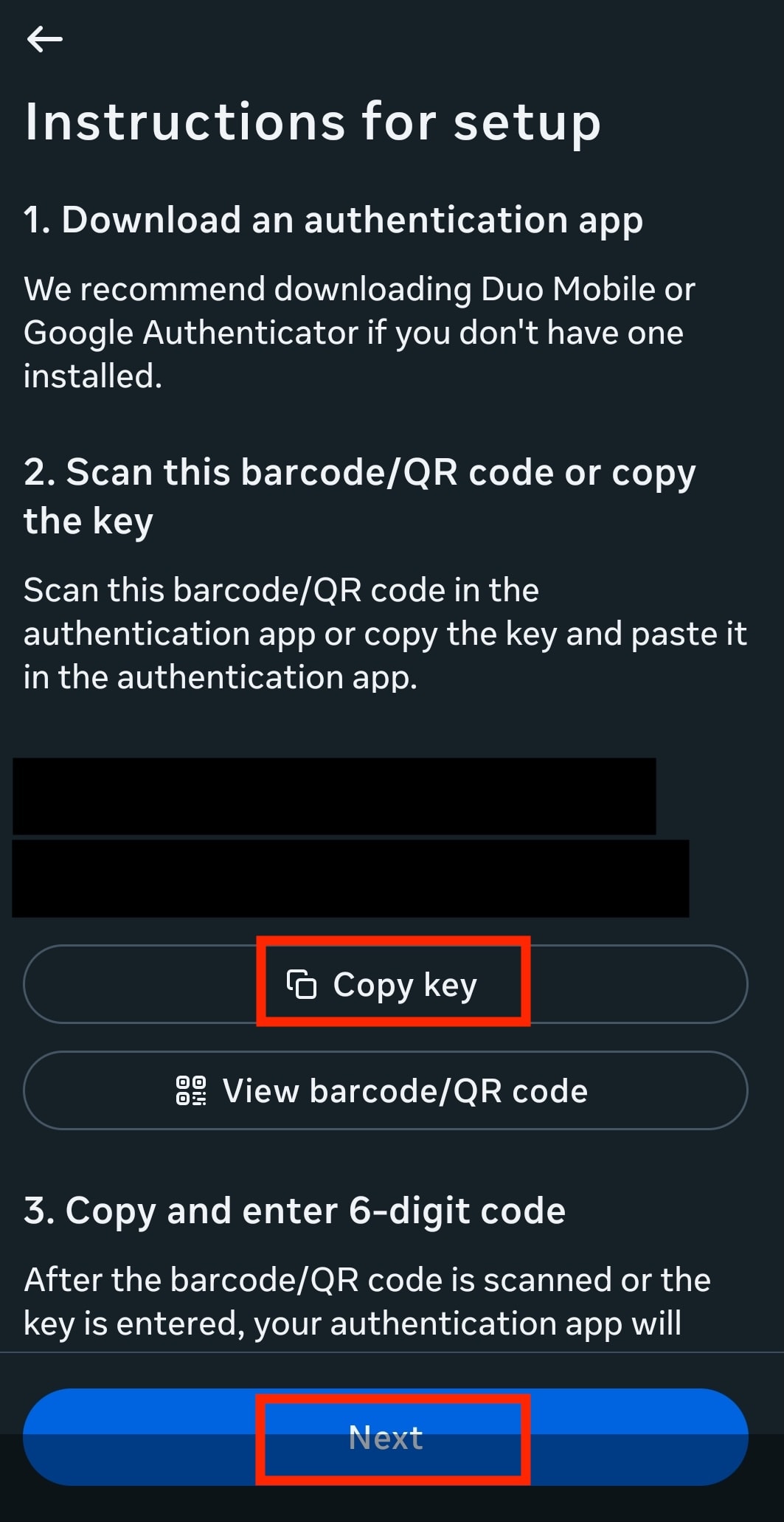 Copy you Instagram authentication key