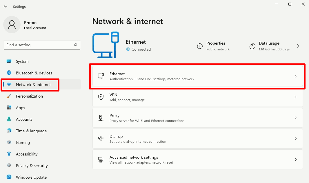 Select your network interface