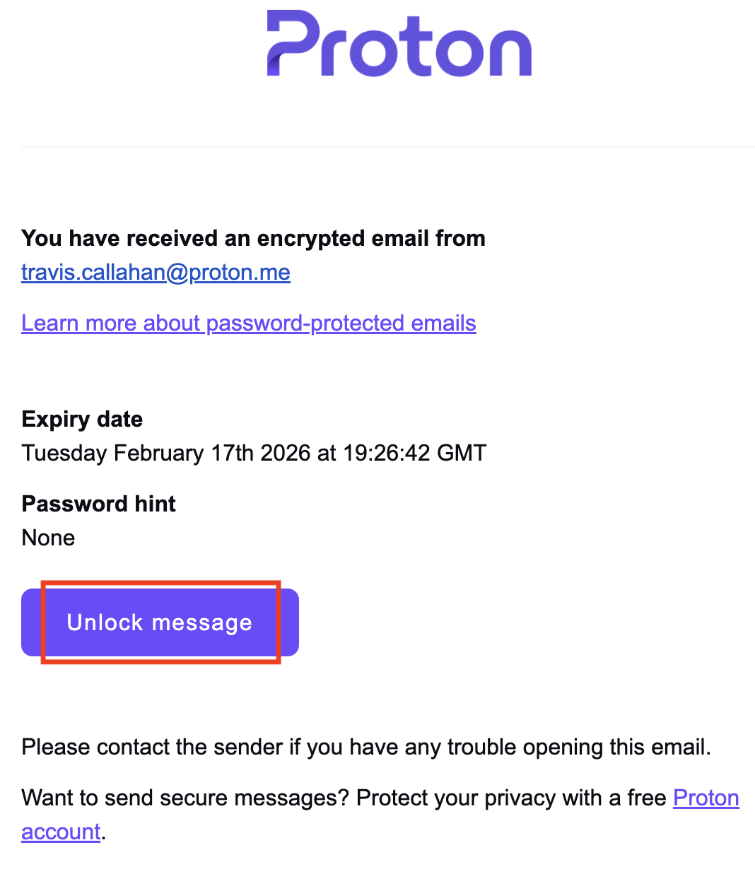 How to open a password-protected Proton email received in any other email service