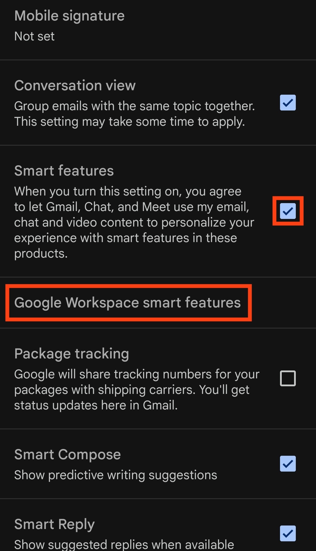 How to disable Smart features in Gmail